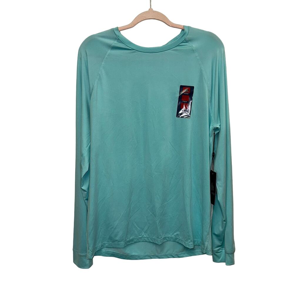 NWT Rainforest Rash Guard Small Aruba Blue Long Sleeve Swim Surf Top